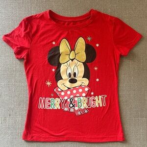 Disney Minnie Mouse Red Christmas Holiday T Shirt